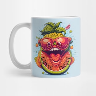 Tropical Bliss: The Nutty Fruity Fusion with a Big Smile Mug